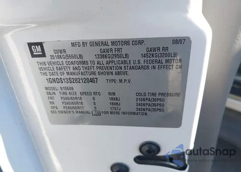 2008 Chevrolet Trailblazer Lt z USA, uszkodzony, nr VIN 1GNDS13S282120467